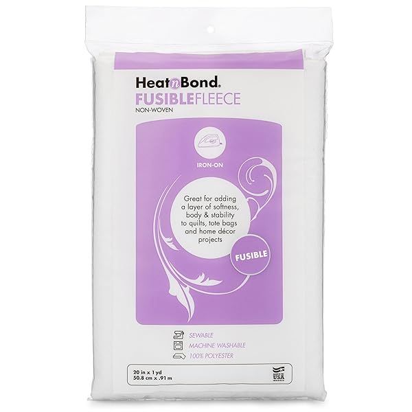 "HeatnBond Fusible Fleece Iron-On Interfacing - 20" x 1 Yard, White for Easy Crafting & Sewing Projects"
