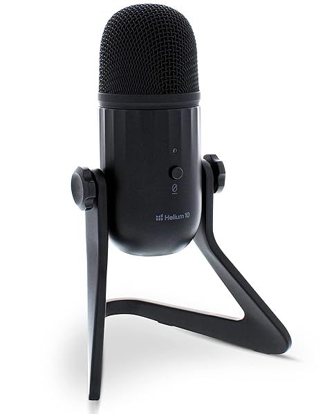 Helium 10 HX10 Podcast Mic USB Microphone for Gaming Recording Streaming with Ear Buds Mute Button and Volume Control