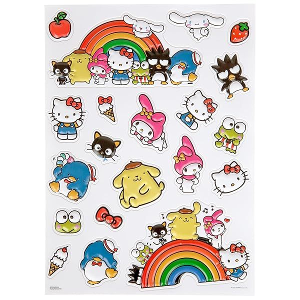 Hello Kitty and Friends Sanrio Raised Sticker Sheet: Perfect for Crafting & Collecting!
