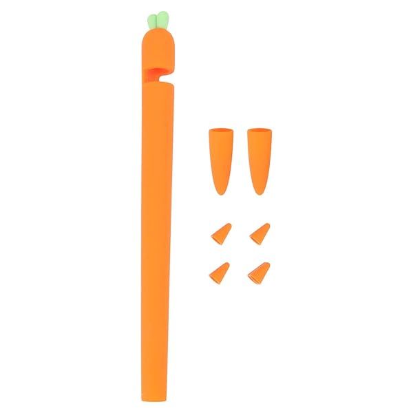Hemobllo Carrot Shaped Silicone Sleeve Cover for Apple Pencil 1 Anti Slip Touch Screen Pen Holder Skin Cover Orange