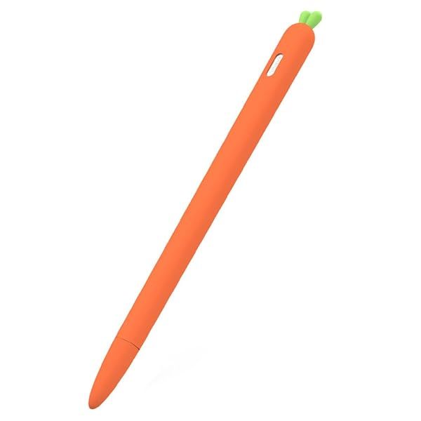 Hemobllo Carrot Shaped Silicone Sleeve Cover for Apple Pencil 2 Anti Slip Touch Screen Pen Holder Skin Cover Orange