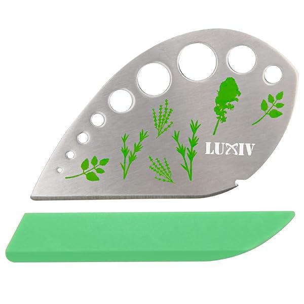 Luxiv Stainless Steel Herb Stripper Tool for Kale Chard Thyme Basil Rosemary 9 Holes Metal Leaf Peeler Kitchen Gadget