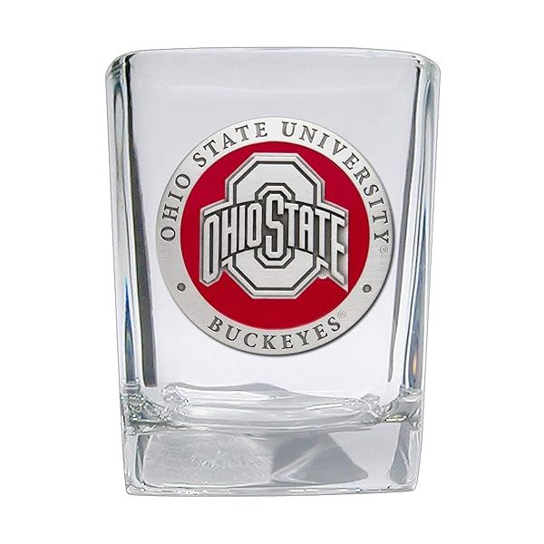 Heritage Pewter Ohio State Square Shot Glass Hand Sculpted 1.5 Ounce Intricately Crafted Metal Pewter Alma Mater Inlay