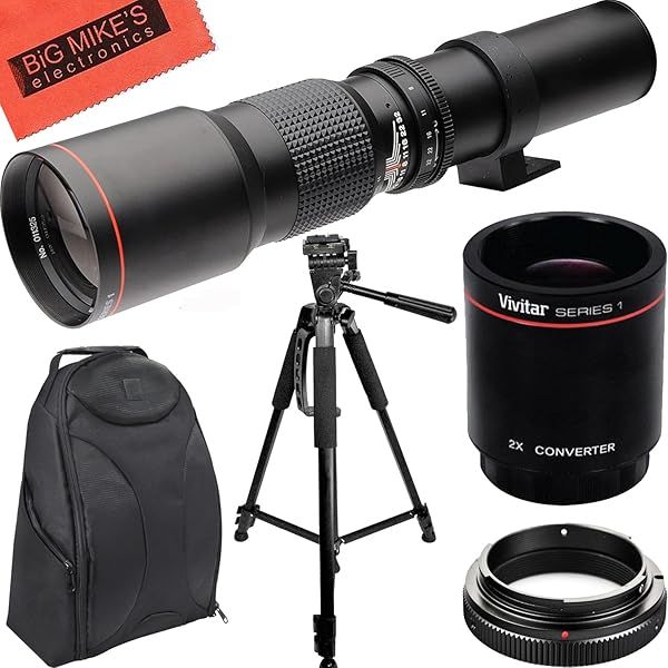 High-Power 500mm/1000mm f/8 Telephoto Lens & Tripod for Nikon D500-D850 - Perfect SLR Backpack Included!
