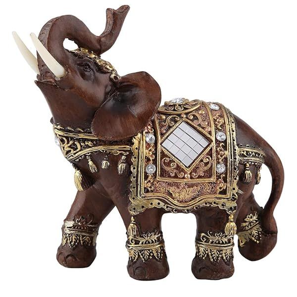 Buy Hilitand Lucky Wealth Elephant Statue - Feng Shui Wood Grain Figurine for Home Decor & Gifts
