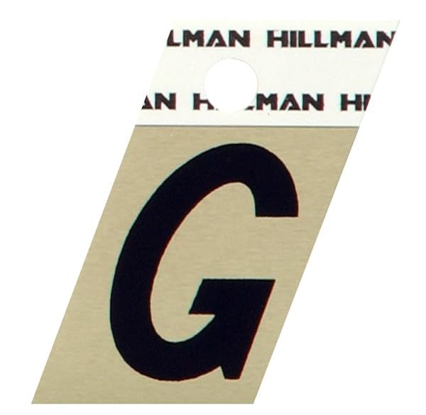 "Buy Hillman 840506 Gold & Black Letter G Angle Cut Self-Adhesive Sign - 1.25" Aluminum, Perfect for Home or Office"