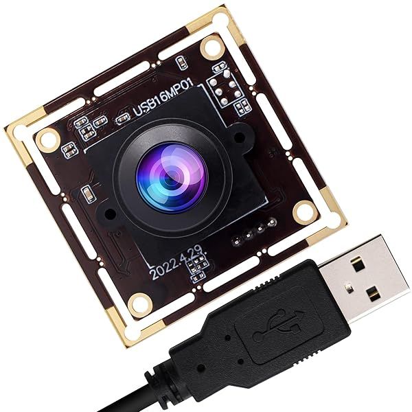 Hotpet 16MP USB Camera Module with 180 Degree Fisheye Lens Super HD 4608x 3456 IMX298 Sensor, Security USB Camera Board for Linux Windows Android Machine Vision Webcam HD Support UVC, Plug & Play