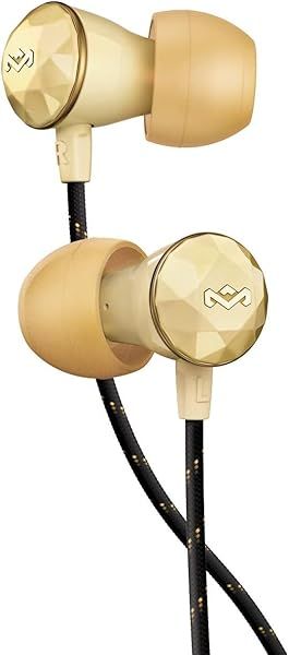 House of Marley Nesta Noise Cancelling Earbuds with Microphone - Gold, Large | Premium Sound & Comfort