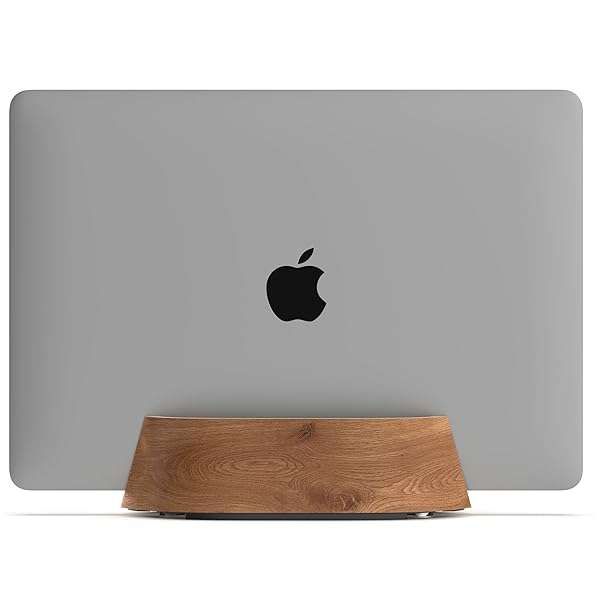 Adjustable Vertical Laptop Stand for MacBook & Laptops | HumanCentric Black Walnut Holder