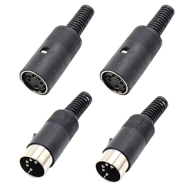 Buy Hxchen 2 Sets 5Pin DIN Adapter Socket - Male & Female Audio AV Connectors in Black