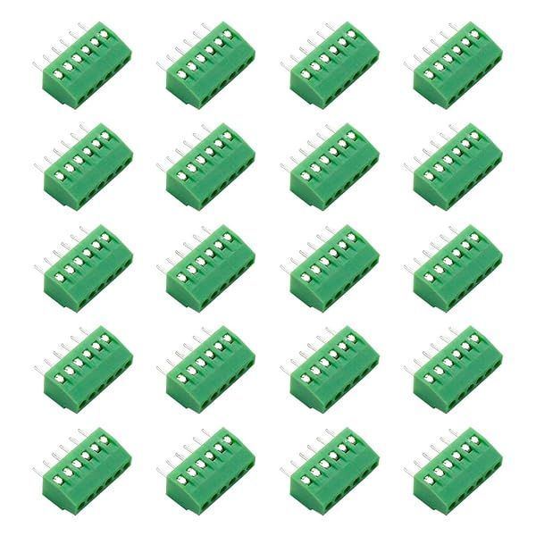 Hxchen 6 Pin 2.54mm Pitch 150V 6A PCB Mount Screw Terminal Block Connector 20 Pcs for 26-18AWG Wiring
