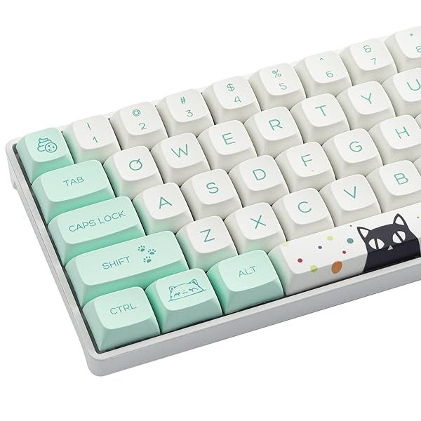 Hyekit 130 Keys Cat PBT Keycaps - Cute Dye-Sublimation XDA Profile for Cherry & Gateron MX Mechanical Keyboards