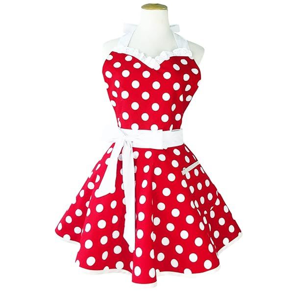 Shop Hyzrz Retro Polka Dot Kitchen Apron for Women - Perfect Vintage Gift for Moms!
