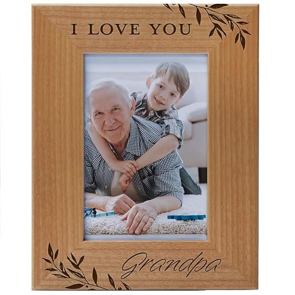 I Love You Grandpa Engraved Natural Wood Photo Frame 4x6 Vertical Portrait Frame Best Grandpa Ever Grandparent Gifts Father's Day