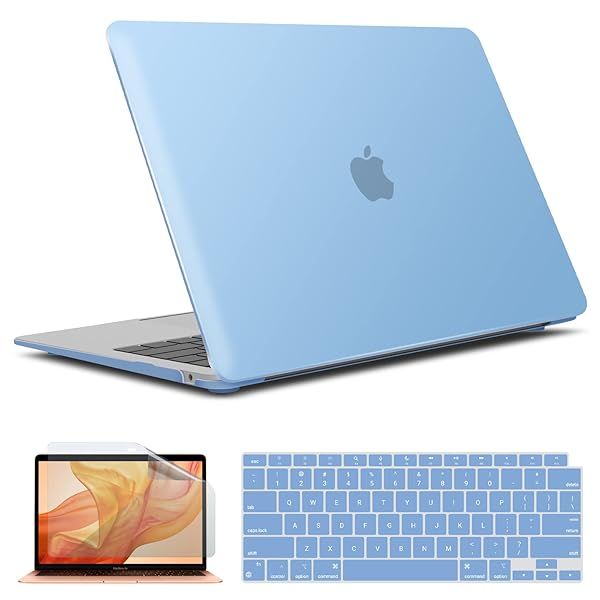 IBENZER Hard Shell Case and Keyboard Cover for New MacBook Air 13 inch 2020 2021 2022 M1 A2337 A2179 A1932 in Airy Blue