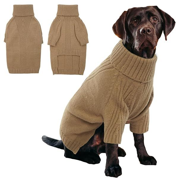IECOii XXXL Dog Sweater Christmas Turtleneck Knitwear for Extra Large Dogs Easy On Pullover for Holiday Thanksgiving Wear