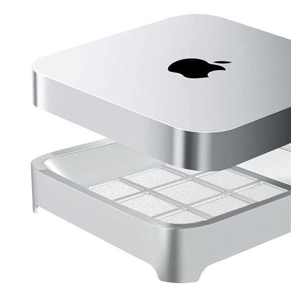 IFCASE Desktop Dust & Air Filter Stand for Mac Mini 2010-2023 & Mac Studio M1/M2 - Silver