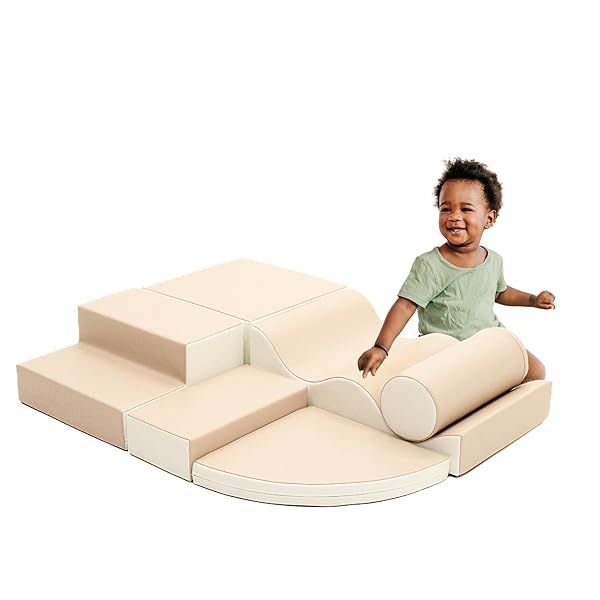 IGLU Soft Play Equipment Climb and Crawl Playground for Kids 6 XL Forms Beige White