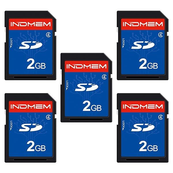 INDMEM 5 Pack 2GB Class 4 SD Cards High Speed Flash Memory for Cameras and Devices