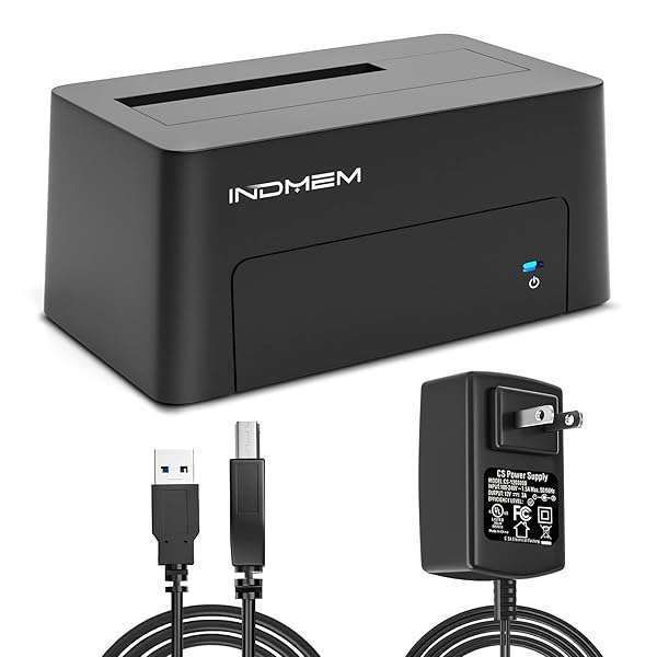 "INDMEM SAS to USB 3.0 Adapter: 2.5/3.5" HDD/SSD Docking Station, 18TB Support, 12V/2A Power Adapter - Fast Data Transfer"