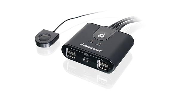 IOGEAR USB 2.0 4x4 Hub: Share 4 PCs with 4 USB Devices, Fast Charging & Remote Control - GUS404
