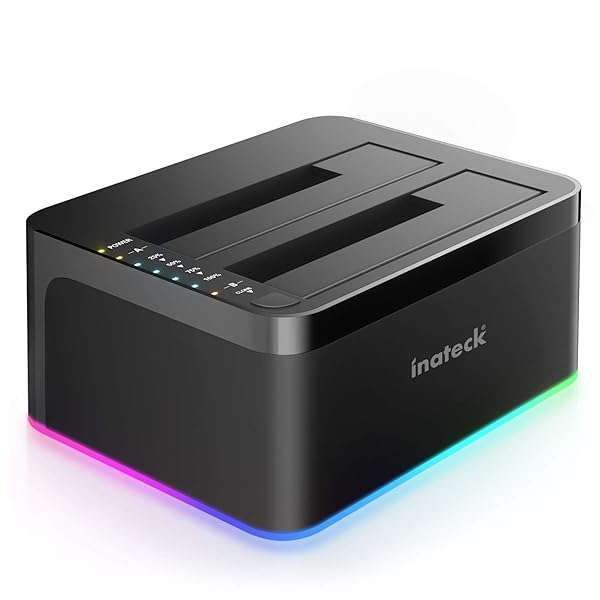 Inateck RGB SATA to USB 3.0 Docking Station: Offline Clone for 2.5/3.5 Inch HDDs & SSDs, UASP Supported - Black SA02003