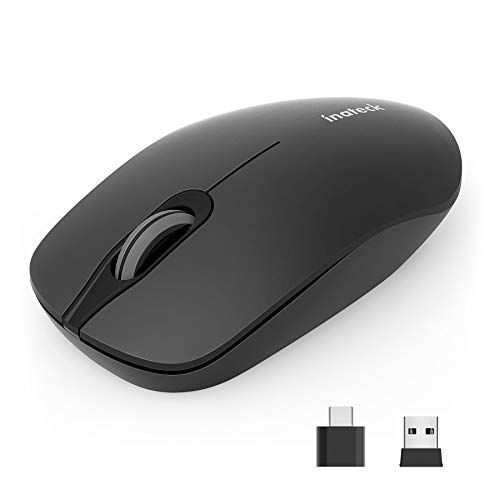 Inateck Wireless Mouse 2.4G Slim Noiseless Design with Dual Nano Receiver USB A USB C Compatible with Notebook PC Laptop MacBook MS02001 Black