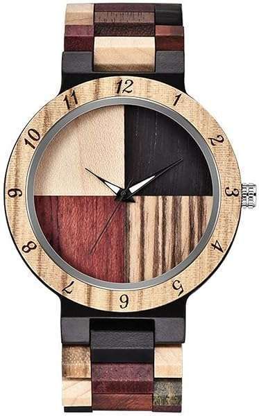 Stylish Inverted Geometric Wood Watch for Men | Hand-Made Quartz Timepiece