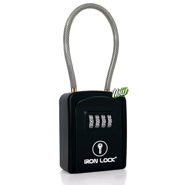 Iron Lock Key Lock Box Portable Waterproof 4 Digit Combination Resettable Code for Indoor Outdoor Use Hold Spare Keys for Realtors