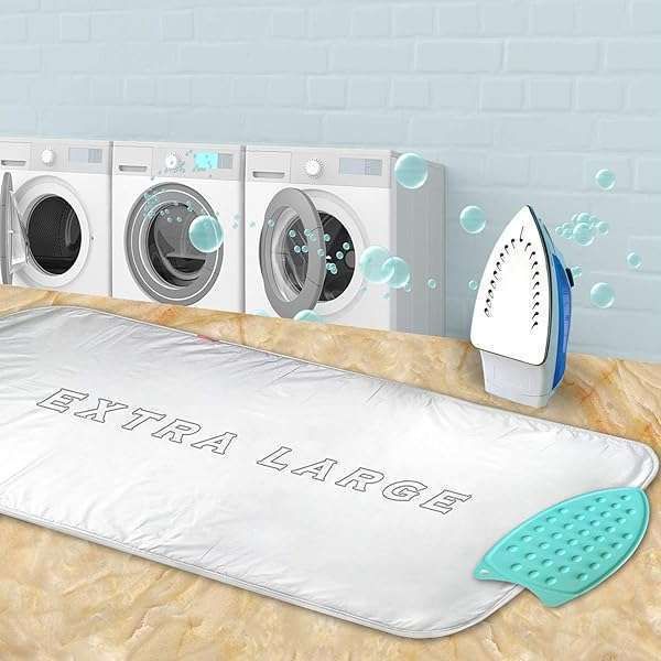 Extra Large Ironing Mat (47.25x21.55) - Portable, Double-Sided Heat Pad for Easy Ironing & Perfect Ironing Board Replacement
