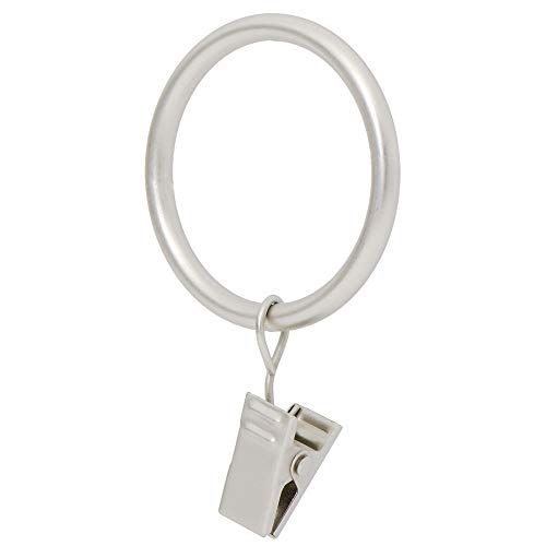 "Ivilon Satin Nickel Curtain Clip Rings - 1.7" Set of 14 for Easy Drapery Hanging"