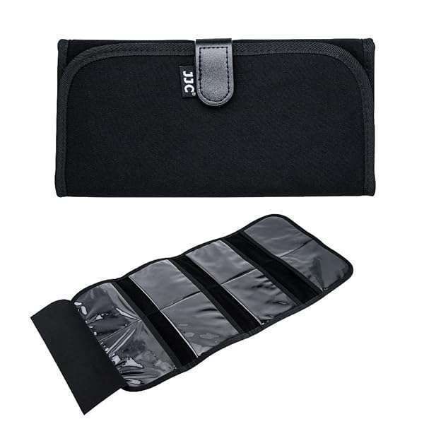 JJC 8 Pockets Lens Filter Case for Up to 82mm - Versatile Pouch for Round & Square Filters with Belt Loop Design