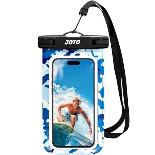JOTO Universal Waterproof Phone Pouch Cellphone Dry Bag Case for iPhone 15 14 13 12 11 Pro Max 8 7, Galaxy S23 S22 S21, Pixel up to 7" -CamoBlue