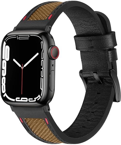 JOYOZY Leather Bands Compatible with Apple Watch Band 49MM 45MM 44MM 42MM 41MM 40MM 38MM, Women Men Premium Vintage Nylon Leather Strap for iWatch
