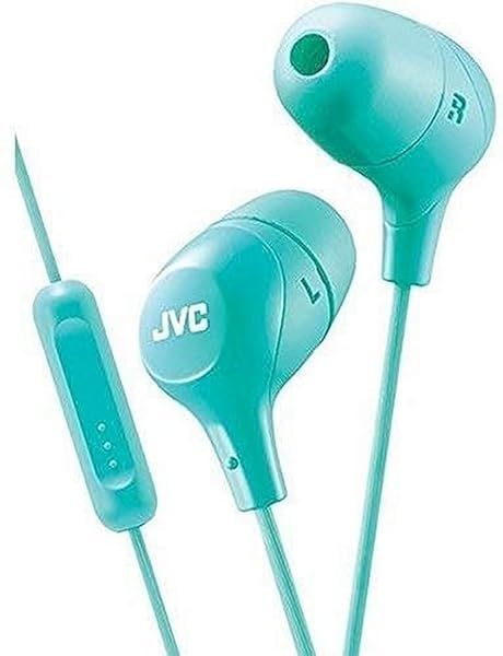 JVC HAFX38MG Marshmallow Memory Foam Earbuds with Mic - Comfortable Green Earbuds for Superior Sound
