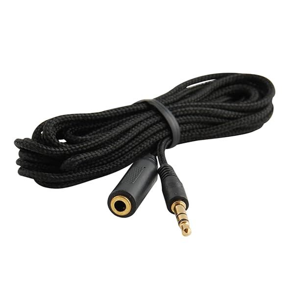 JacobsParts 10-Foot 3.5mm Stereo Audio Aux Extension Cable - Durable Male to Female with Cloth Jacket