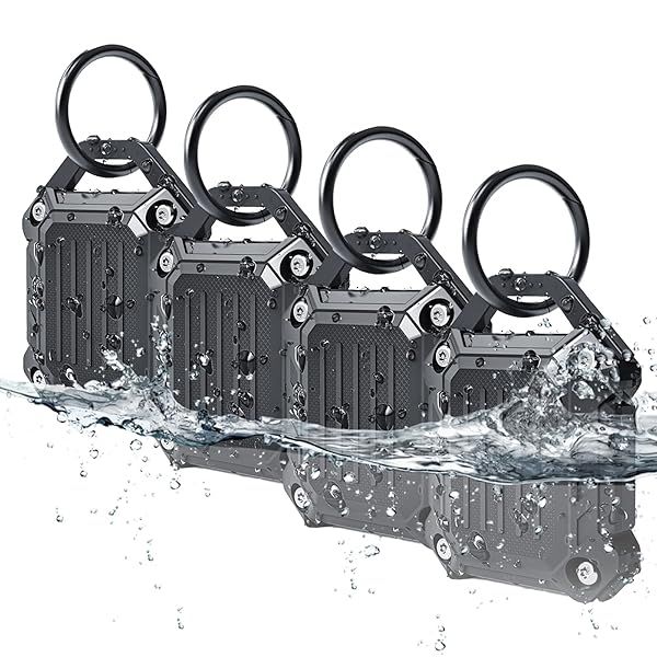 Jeanue Waterproof Airtag Holder Keychain Case - Ultra-Durable 4-Pack for Keys, Dog Collars & Luggage
