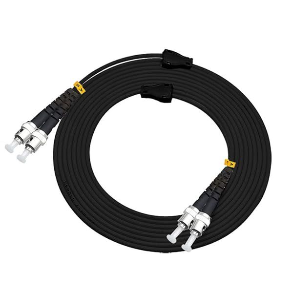 Jeirdus 15M ST to ST Outdoor Armored Duplex 9/125 SM Fiber Optic Cable Jumper Optical Patch Cord Singlemode 15Meters 49ft ST-ST