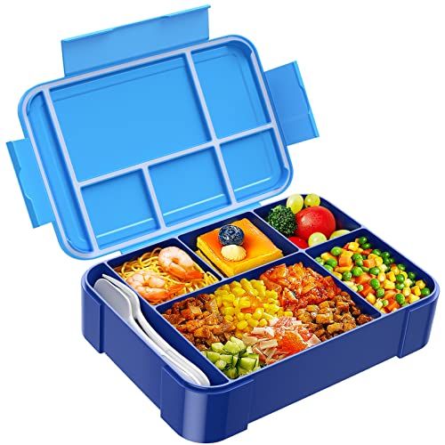 Jelife 1450ml Leakproof Bento Lunch Box for Kids - 6 Compartments & Silverware, Perfect for Back to School & Daycare