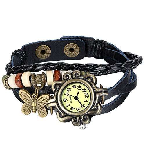 Shop Vintage Butterfly Quartz Women's Wristwatch - Stylish Leather Wrap Bracelet for Christmas Gifts