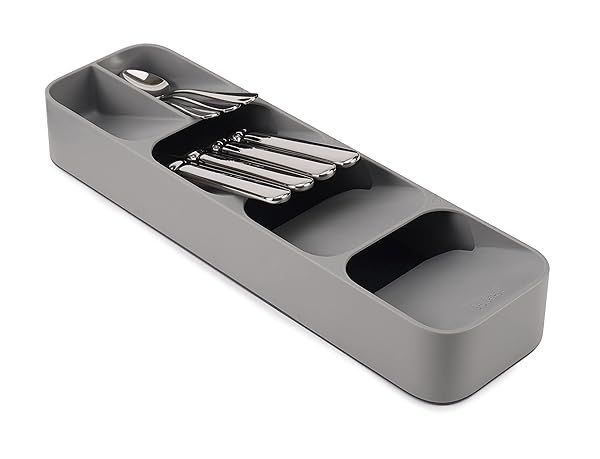 Joseph Joseph DrawerStore Compact Utensil Organizer - Grey Flatware Tray for Kitchen Drawers