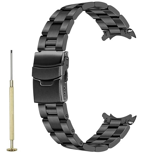 Juntan Stainless Steel Engineer Watch Band 20mm 22mm Curved Ends Metal Replacement Bracelet Taper Screw-in Watch Strap Bracelet Silver with Solid