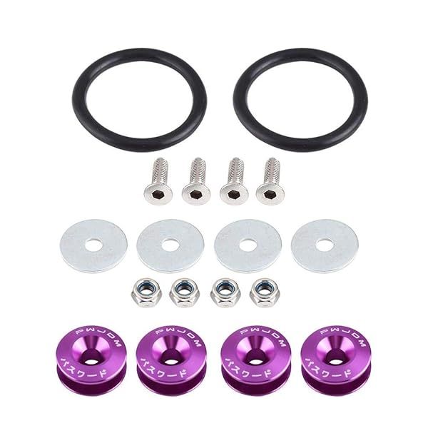KIMISS Car Aluminium Alloy Bumper Holder Quick Release Fastener Engine Bay Dress Up Kit Washer Bolt