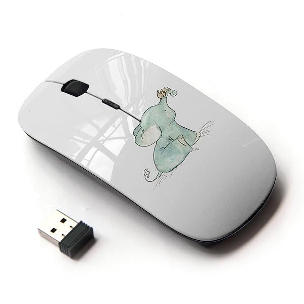 KOOLmouse Optical 2.4G Wireless Mouse Cute Baby Elephant Design in Blue and White for Comfortable and Stylish Use