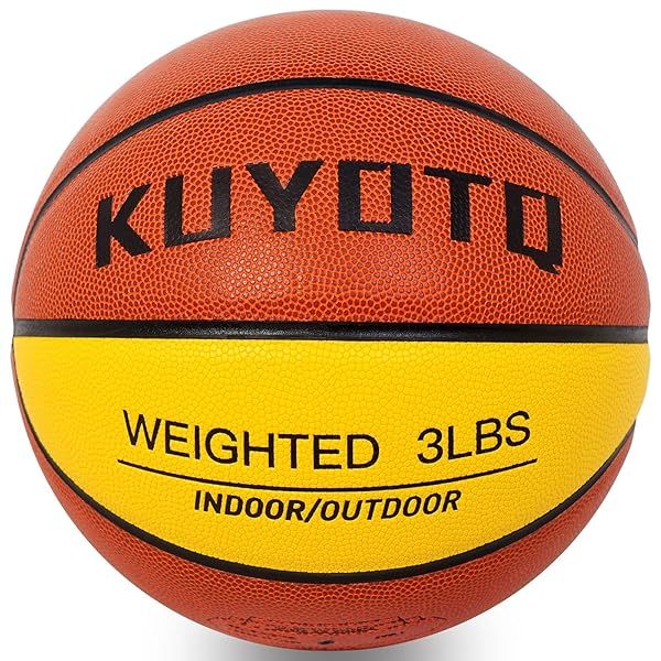 KUYOTQ 3lbs Weighted Basketball - Improve Dribbling, Passing & Rebounding Skills | Indoor/Outdoor Size 7 Trainer