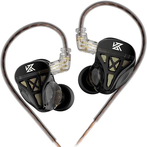 KZ DQS Dynamic Driver Semi-Open HiFi Sound in-Ear Headphones Earphones Earbuds, KZ Extra Bassy Drummer in Ear Monitor Headset (Black, Without Mic)