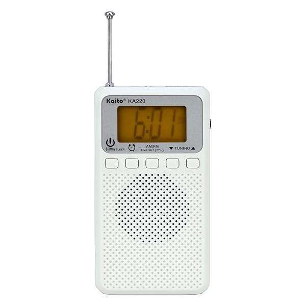 Buy Kaito KA220W Pocket Digital AM/FM Radio with Alarm Clock & Sleep Timer - Compact & Stylish in White