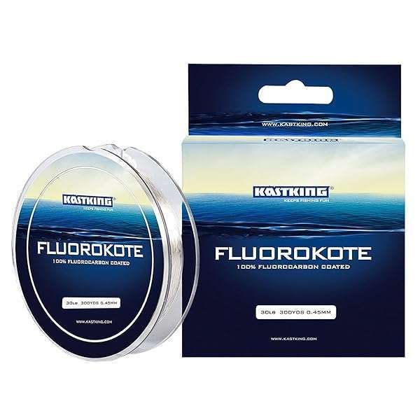 KastKing FluoroKote Fishing Line 100 Percent Pure Fluorocarbon Coated 20LB 300Yds 274M Premium Spool Clear