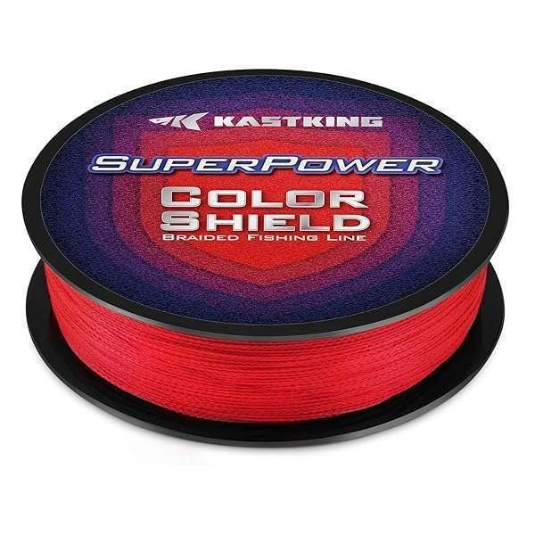 KastKing Superpower ColorShield Red Braided Fishing Line 30LB 300Yards - Durable & High-Visibility for Anglers