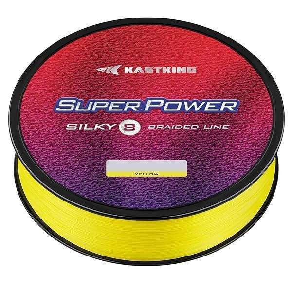 KastKing Superpower Silky8 Yellow Braided Fishing Line - 65LB, 150Yds, 8 Strand for Ultimate Strength